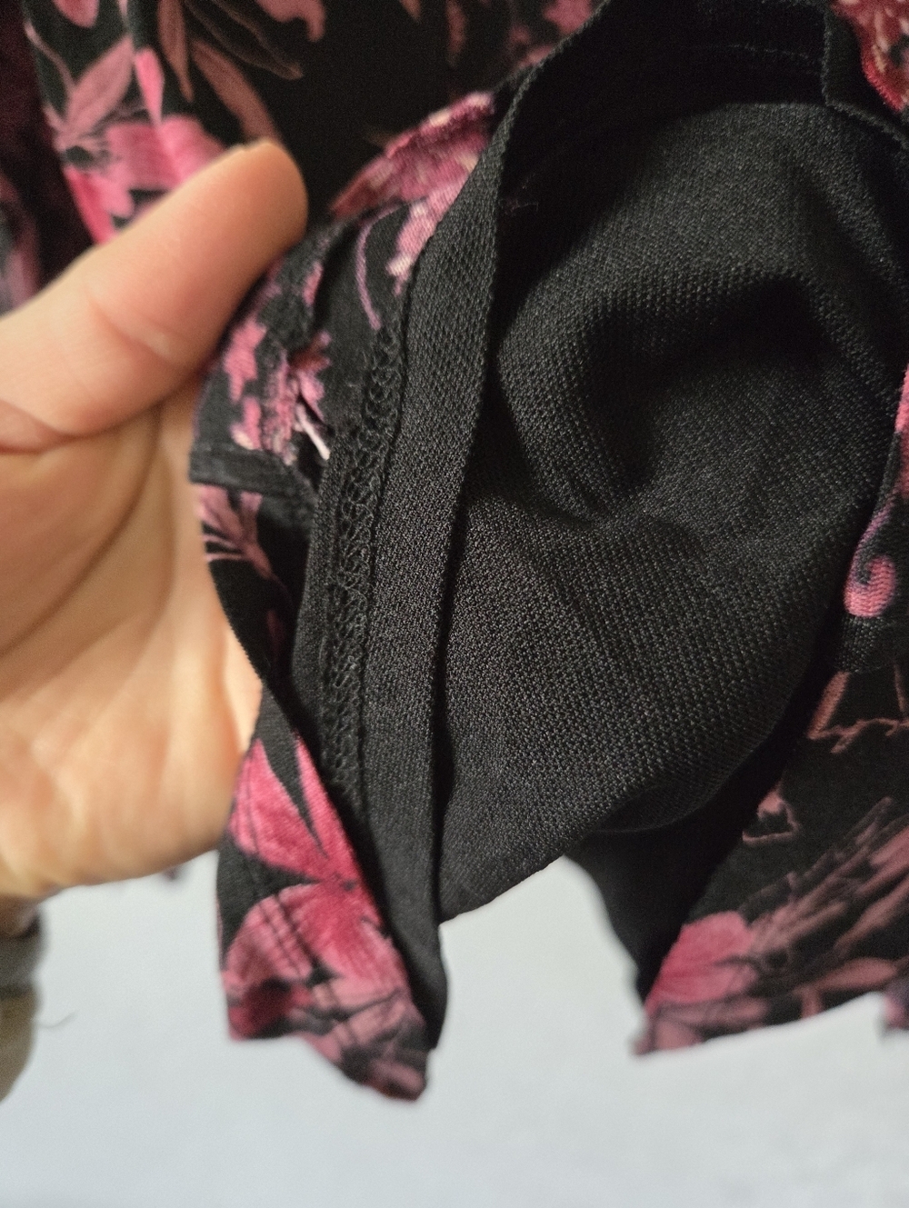Apostrophe Black Blouse with Pink Floral Print - Picture 4 of 6